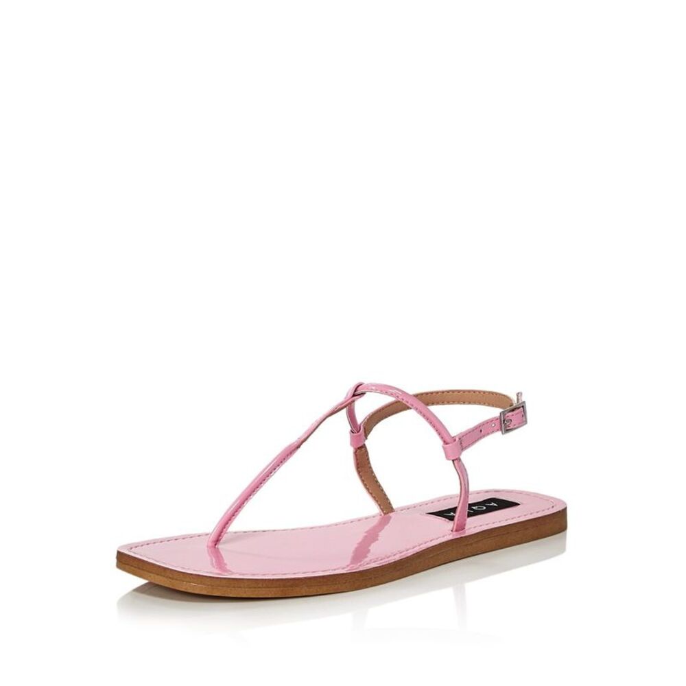 AQUA Womens Pink T-Strap Zen Round Toe Buckle Thong Sandals 7.5 M